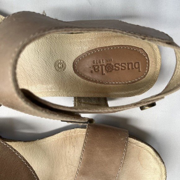 Bussola Maynila Women's Beige Leather Sandals Size 40 US 9 Flats Cork Tan Straps - Picture 10 of 14